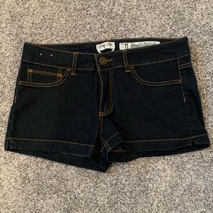 Dark stretchy jean shorts
